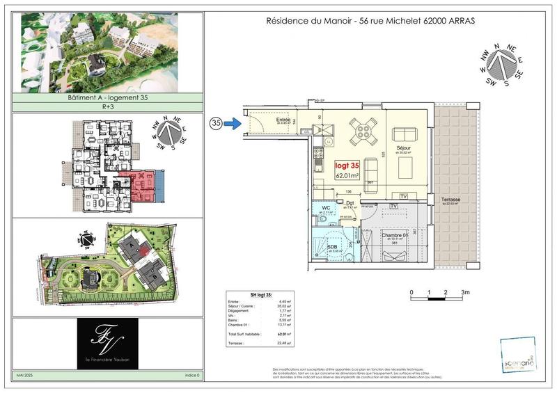 Appartement - 62 m² - 2 pièces