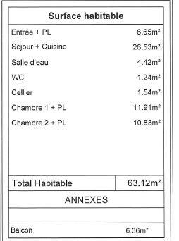 Appartement - 63 m² - 3 pièces