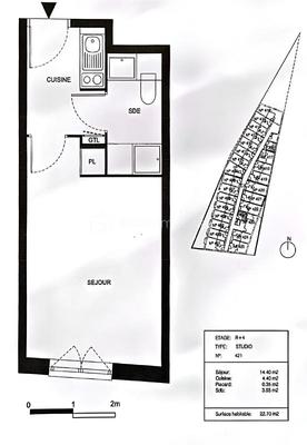 Appartement - 22 m² - 1 pièce
