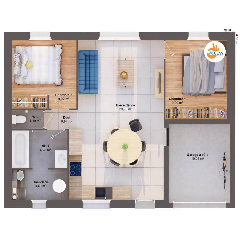 Maison - 59 m² - 4 pièces