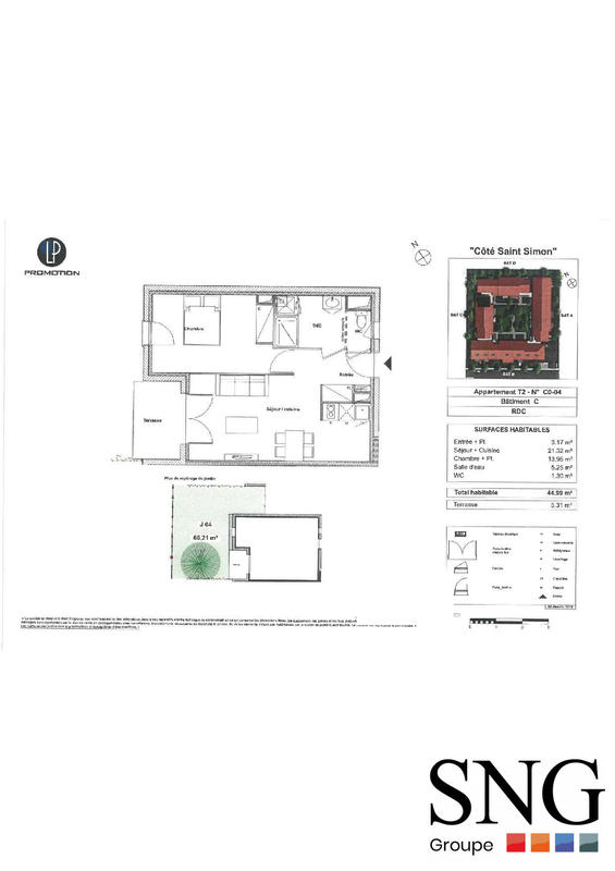 Appartement - 45 m² - 2 pièces