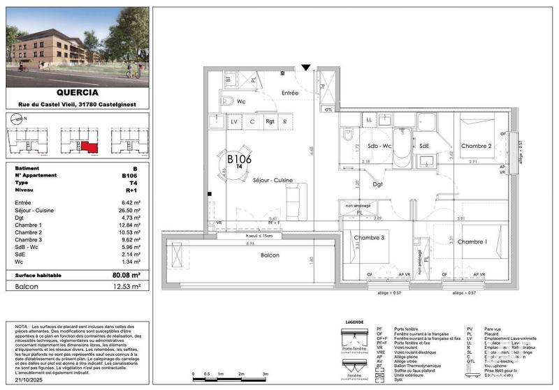 Appartement - 80 m² - 4 pièces