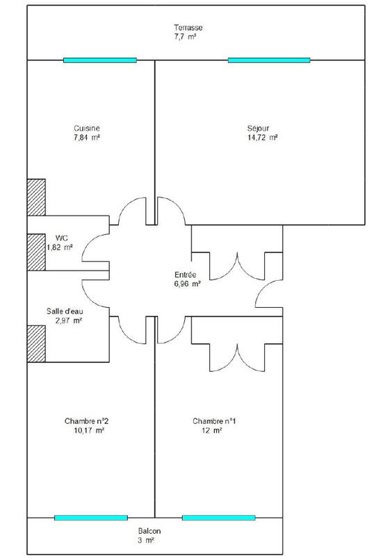 Appartement - 56 m² - 3 pièces