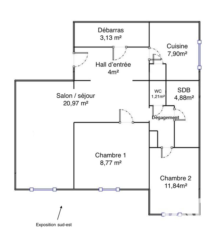 Appartement - 65 m² - 3 pièces