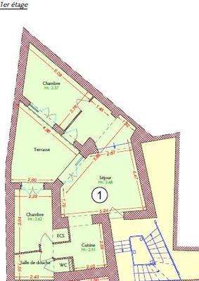 Appartement - 58 m² - 3 pièces