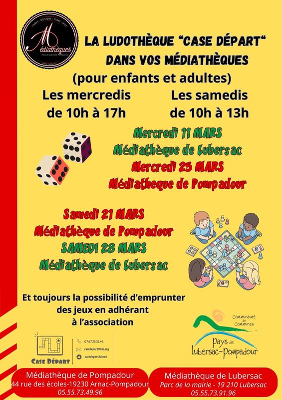 Ludothèque "case départ" à la médiathèque de Lubersac