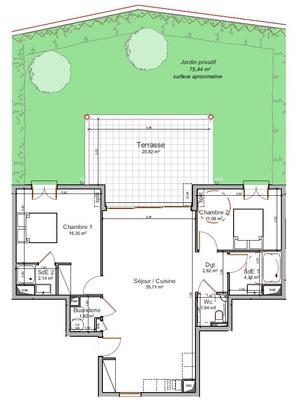 Appartement - 76 m² - 3 pièces