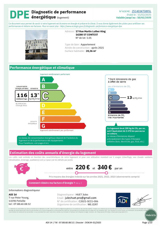 Appartement - 20 m² - 1 pièce