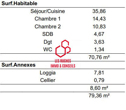 Appartement - 71 m² - 3 pièces