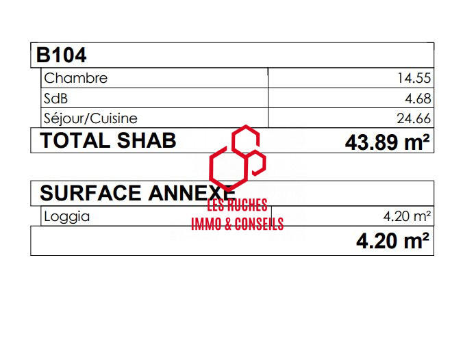 Appartement - 44 m² - 2 pièces