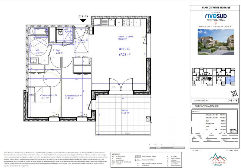 Appartement - 67 m² - 3 pièces