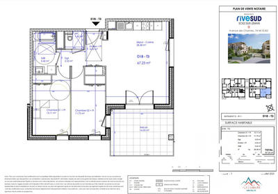 Appartement - 67 m² - 3 pièces