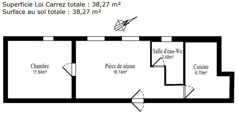 Appartement - 38 m² - 2 pièces