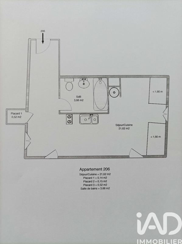 Appartement - 26 m² - 1 pièce