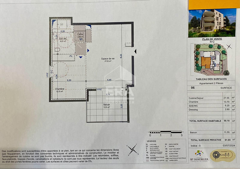 Appartement - 50 m² - 2 pièces