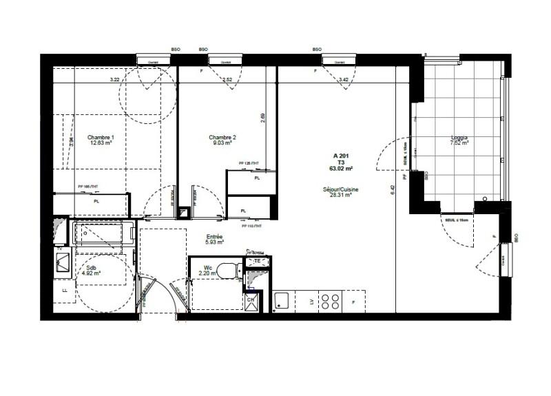 Appartement - 63 m² - 3 pièces