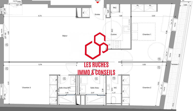 Appartement - 100 m² - 4 pièces