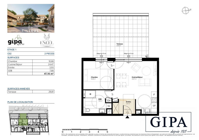 Appartement - 47 m² - 2 pièces