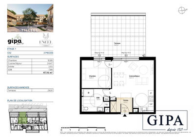 Appartement - 47 m² - 2 pièces