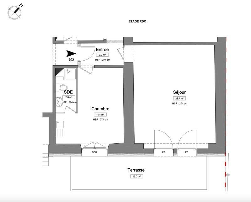 Appartement - 48 m² - 2 pièces