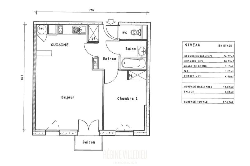 Appartement - 46 m² - 2 pièces