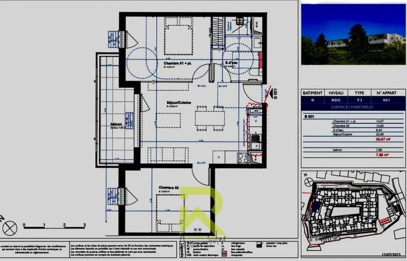 Appartement - 58 m² - 3 pièces