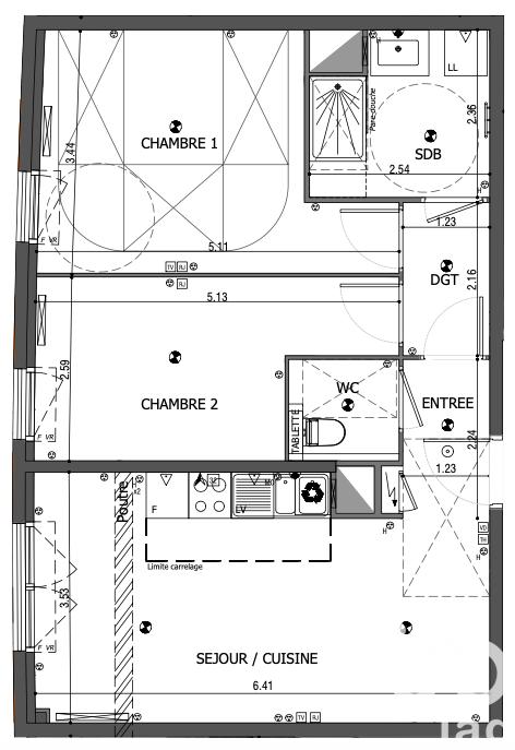 Appartement - 59 m² - 3 pièces
