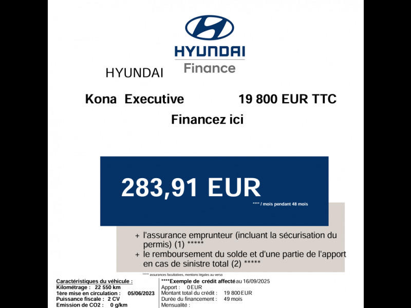 Hyundai Kona Electrique 39 kWh - 136 ch Executive