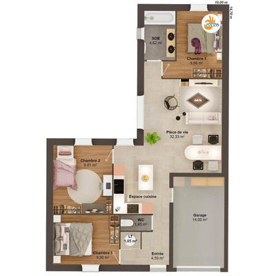 Maison - 76 m² - 5 pièces