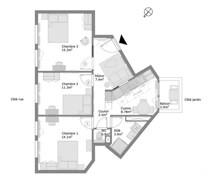 Appartement - 63 m²