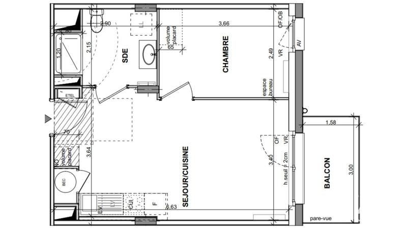 Appartement - 38 m² - 2 pièces