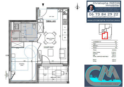 Appartement - 41 m² - 2 pièces