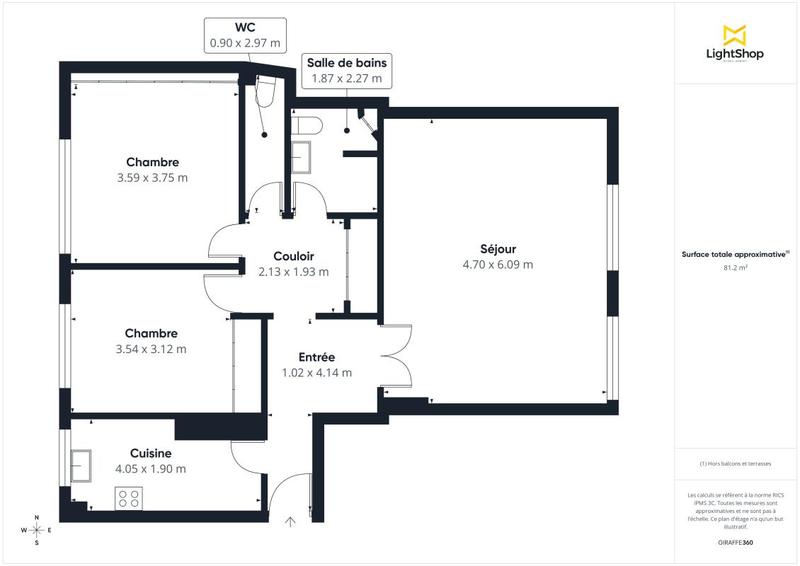 Appartement - 82 m² - 3 pièces