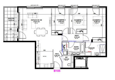 Appartement - 92 m² - 4 pièces