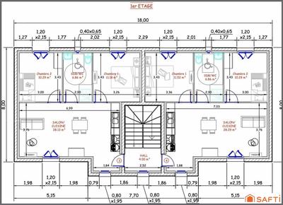 Appartement - 56 m² - 3 pièces