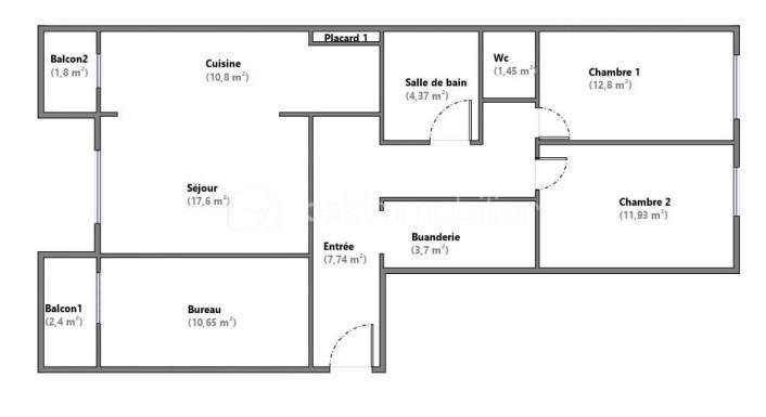 Appartement - 84 m² - 4 pièces