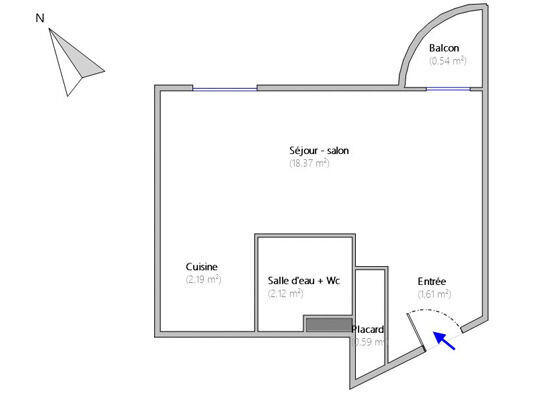 Studio - 25 m² - 1 pièce