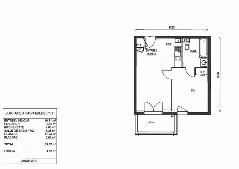Appartement - 39 m² - 2 pièces