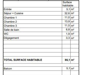 Appartement - 86 m² - 4 pièces
