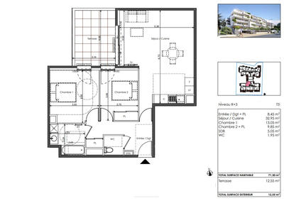 Appartement - 71 m² - 3 pièces