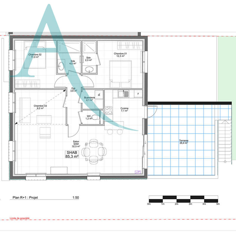 Appartement - 89 m² - 3 pièces