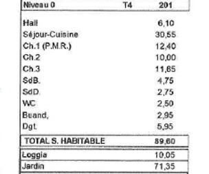 Appartement - 90 m² - 4 pièces