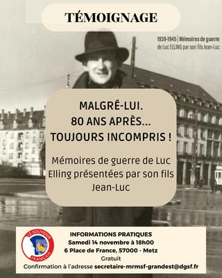 Conférence - malgré-lui. 80 ans après... toujours incompris !