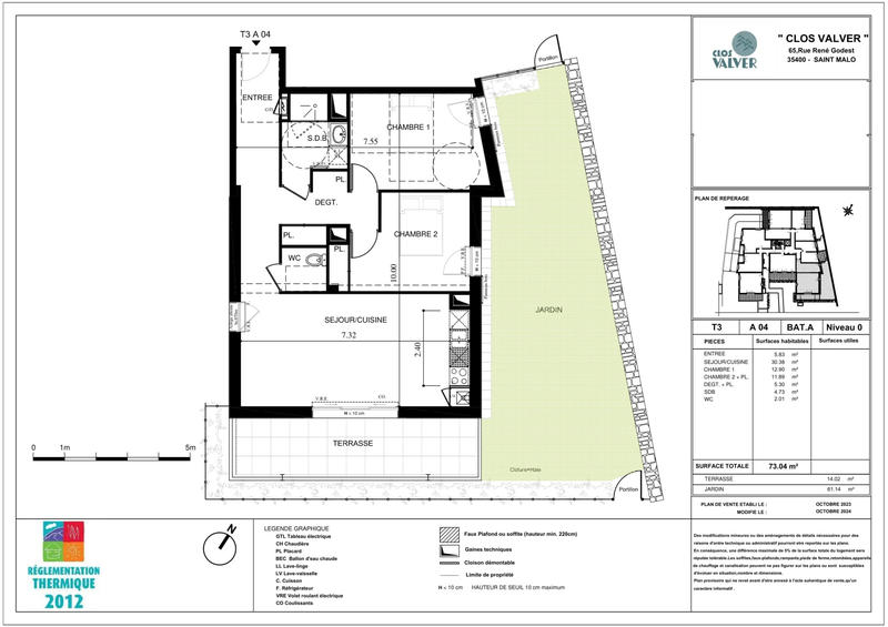 Appartement - 73 m² - 3 pièces