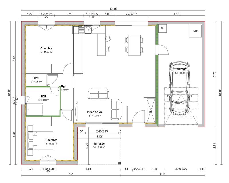 Maison - 73 m² - 3 pièces