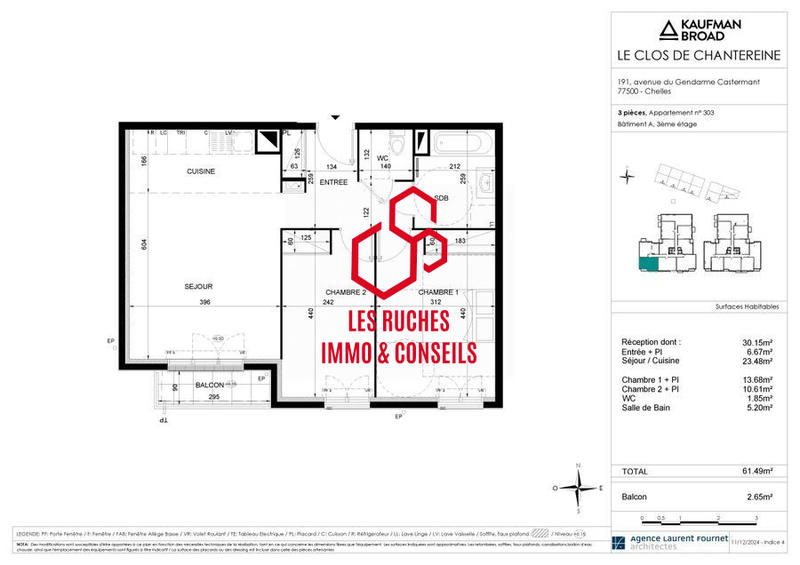 Appartement - 60 m² - 3 pièces