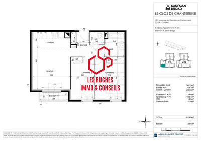 Appartement - 60 m² - 3 pièces