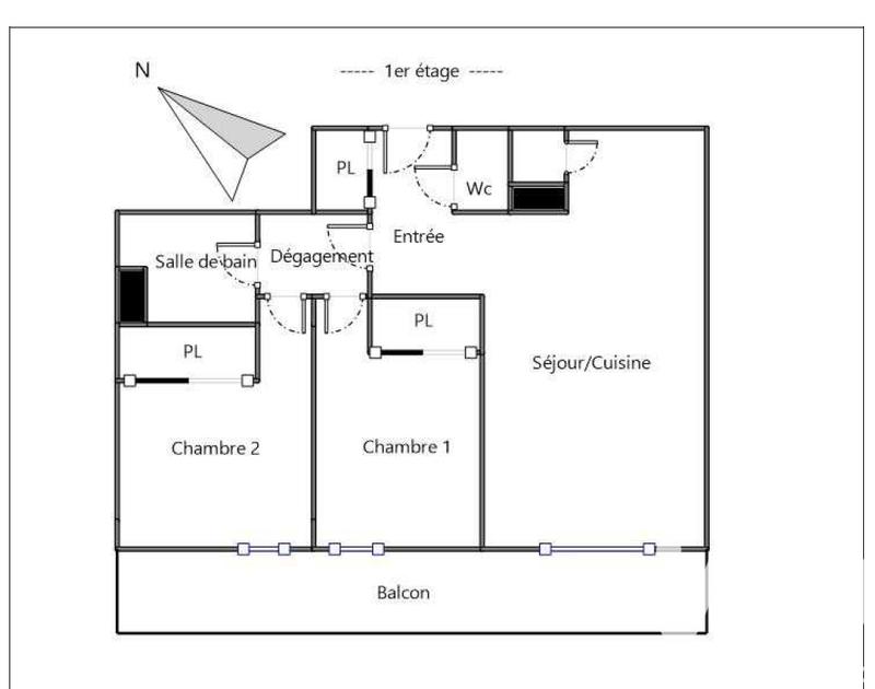 Appartement - 54 m² - 3 pièces