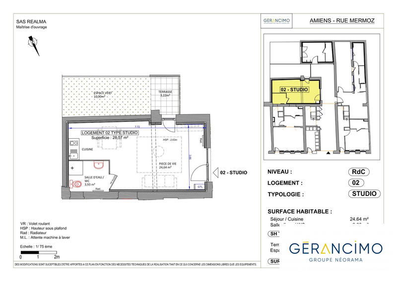 Appartement - 29 m² - 1 pièce
