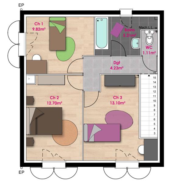 Maison - 90 m² - 4 pièces